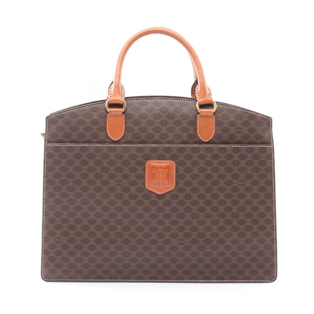 Celine Macadam Handbag Canvas Brown
